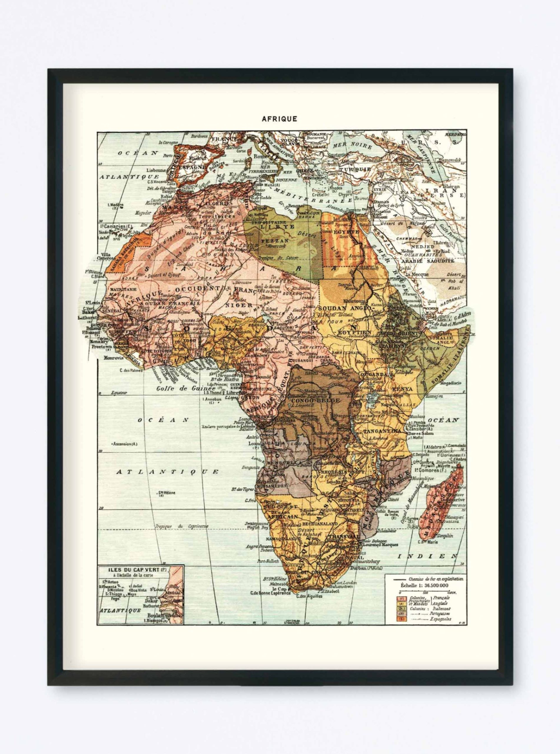 POSTER VINTAGE MAP AFRIQUE