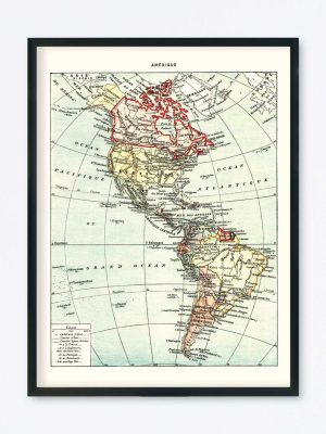 POSTER VINTAGE MAP AMÉRIQUE