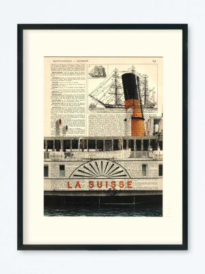 AFFICHE VINTAGE BATEAU SUISSE