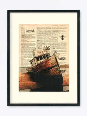 AFFICHE VINTAGE ÉPAVE DE BATEAU