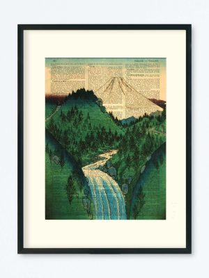 AFFICHE VINTAGE JAPON RIVIÈRE HIROSHIGE