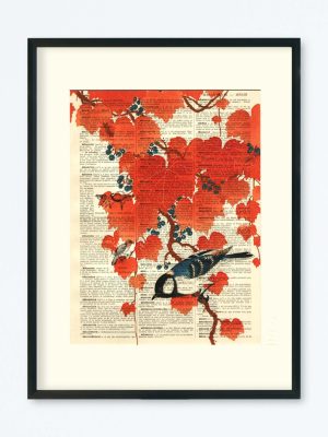 AFFICHE VINTAGE MÉSANGE DU JAPON