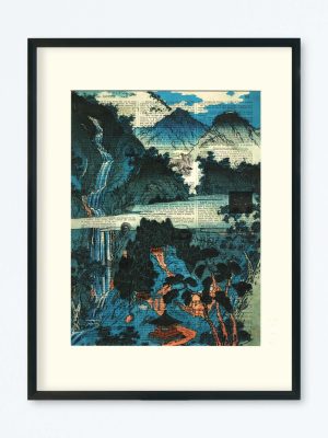 AFFICHE VINTAGE JAPON CASCADE EISEN