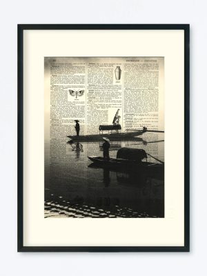 AFFICHE VINTAGE BARQUE EN ASIE