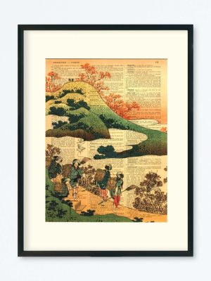 AFFICHE VINTAGE JAPON COLLINE HOKUSAI