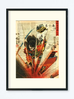 AFFICHE VINTAGE JAPON GUERRIER KUNIYOSHI