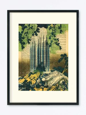 AFFICHE VINTAGE JAPON CASCADE HOKUSAI