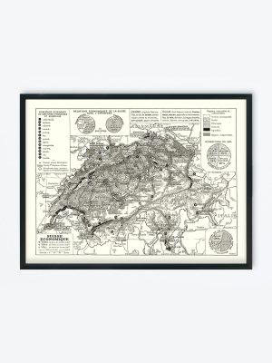 POSTER VINTAGE MAP SUISSE