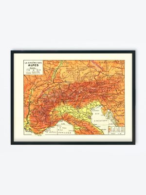 POSTER VINTAGE MAP ALPES