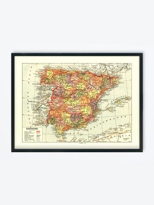 POSTER VINTAGE MAP ESPAGNE