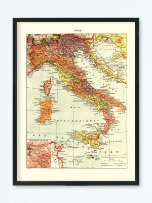 POSTER VINTAGE MAP ITALIE