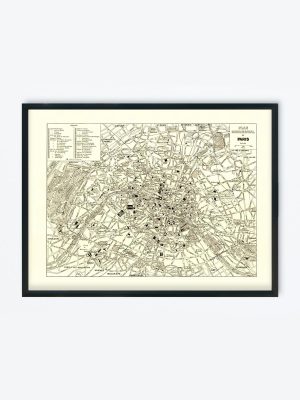 POSTER VINTAGE MAP PARIS