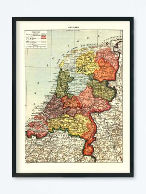POSTER VINTAGE MAP PAYS-BAS