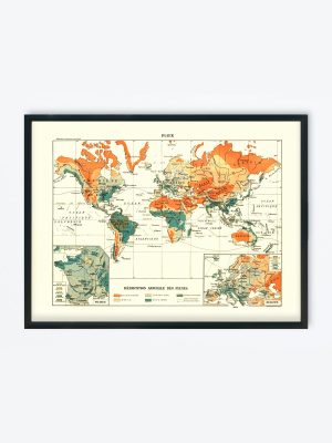 POSTER VINTAGE MAP PLUIE